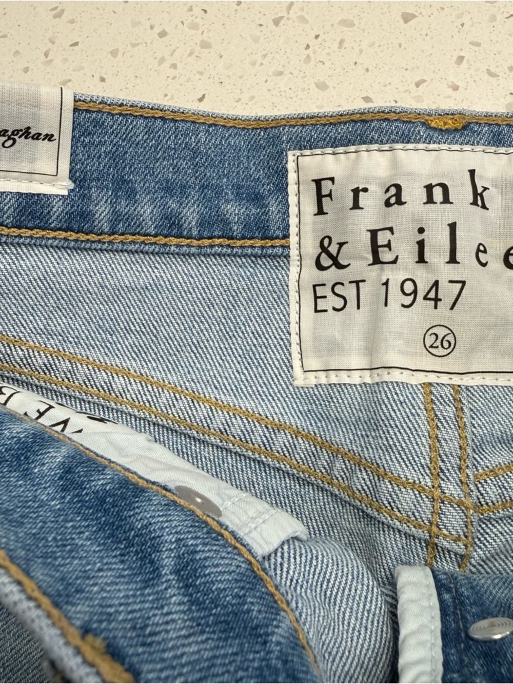 Frank & Eileen Monaghan Jeans 26 High Rise Straight Leg Crop Raw Hem Denim - Picture 2 of 15